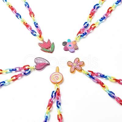 Lovely Opaque Acrylic Pendant Necklace for Teen Girl Women NJEW-JN03752-1