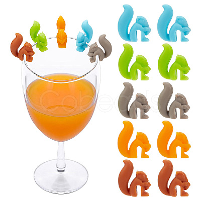 Nbeads 2 Sets Squirrel Silicone Wine Glass Charms DIY-NB0010-66-1