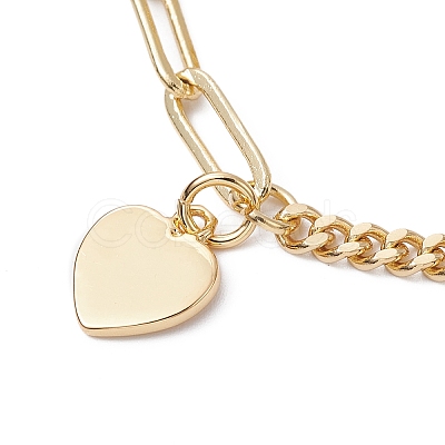 Brass Heart Charm Bracelets BJEW-JB09843-1