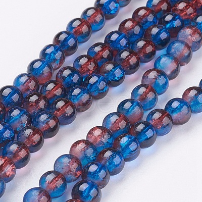 Spray Painted Crackle Glass Beads Strands CCG-Q002-6mm-12-1