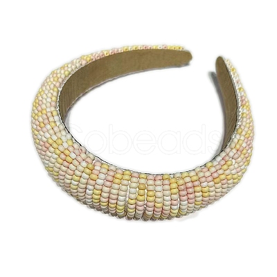 Fashiona Glass Seed Beads Hair Bands PW-WGC41EC-04-1