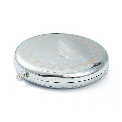 Tarnish Resistant (Defective Closeout Sale: Alphabet Misprint) Stainless Steel Base Portable Makeup Compact Mirrors STAS-XCP0001-36-1