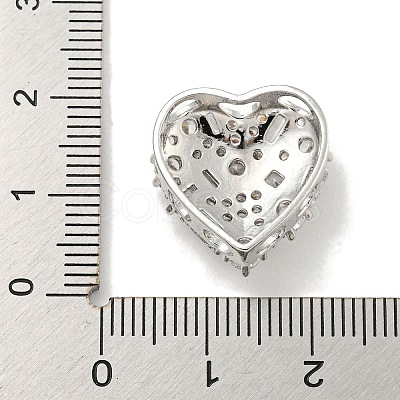 Rack Plating Brass Micro Pave Clear Cubic Zirconia Slide Charms ZIRC-I065-01B-P-1