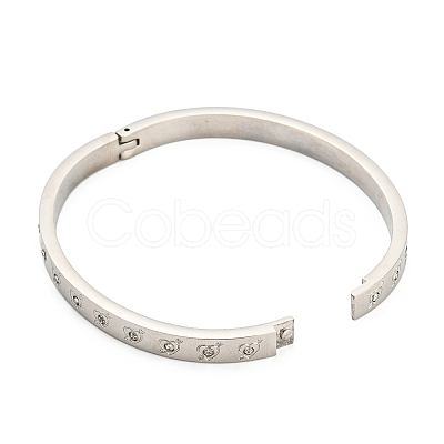 304 Stainless Steel Bangle with Rhinestone BJEW-Q768-01P-1