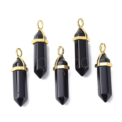 Natural Obsidian Pointed Pendants G-G025-01G-15-1