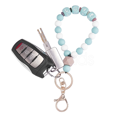 Silicone Round Beaded Keychain Wristlet KEYC-SW00006-02-1