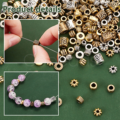 PandaHall Elite 900Pcs 18 Styles Tibetan Style Alloy Spacer Beads Sets TIBEB-PH0005-12-1