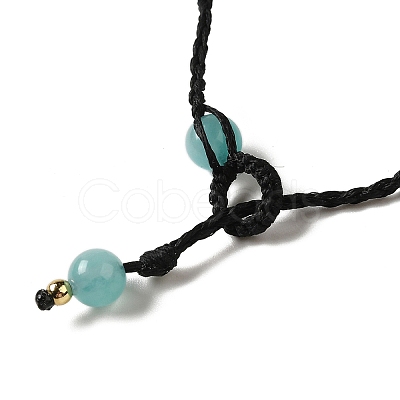 Natural Amazonite Braided Bead Necklacess NJEW-K258-06G-1