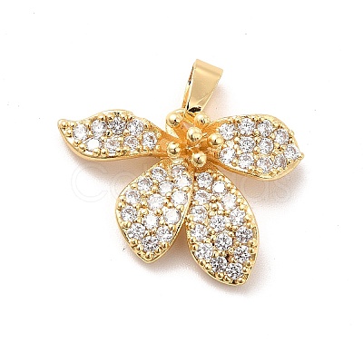 Brass Micro Pave Clear Cubic Zirconia Pendants KK-I695-027G-1