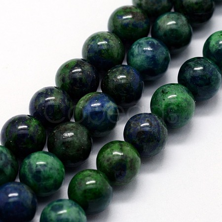 Natural Chrysocolla and Lapis Lazuli Beads Strands G-I199-37-4mm-1