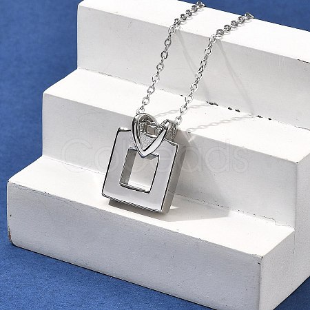 304 Stainless Steel Heart Square Urn Ashes Necklaces STAS-Z106-07P-1