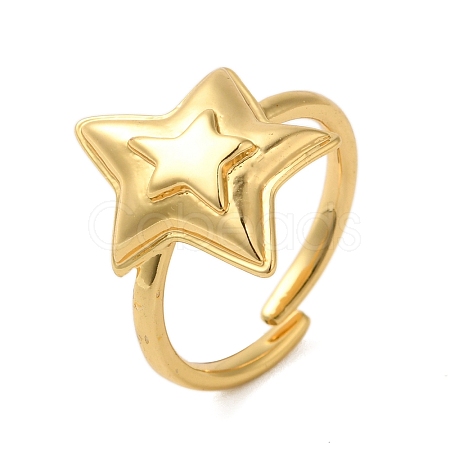 Star Brass Adjustable Rings for Women RJEW-A048-02G-1