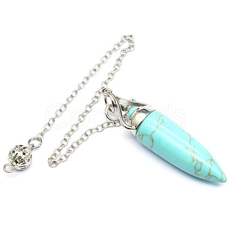 Synthetic Turquoise Bullet Cone Pointed Dowsing Pendulums PW-WG2823D-03-1