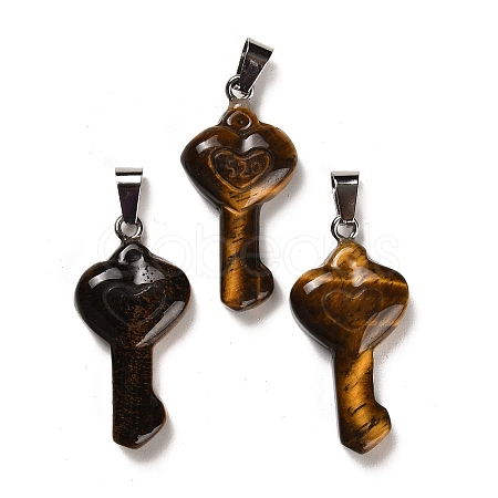 Natural Tiger Eye Pendants G-M424-01P-04-1