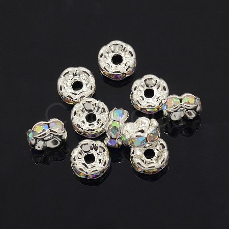 Brass Rhinestone Spacer Beads X-RB-A014-L6mm-28S-NF-1