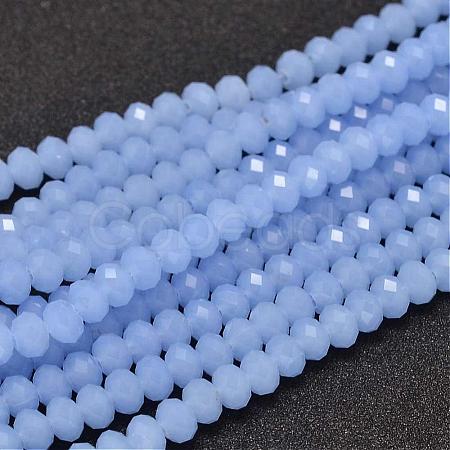 Dyed Faceted Rondelle Glass Beads Strands X-GLAA-I033-6mm-10-1