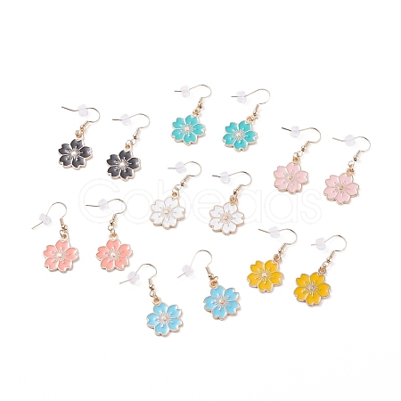 Sakura Flower Enamel Dangle Earrings EJEW-JE04863-1