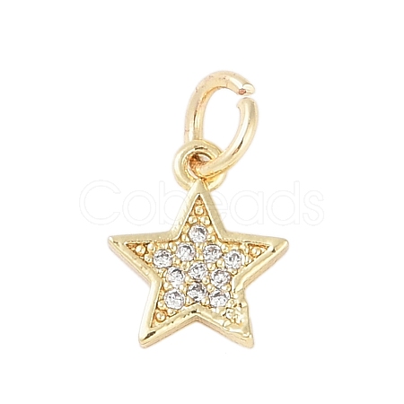 Rack Plating Brass Micro Pave Clear Cubic Zirconia Charms KK-Z060-08G-01-1