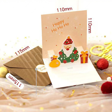 Christmas Theme 1Pc Paper Envelope and 1Pc 3D Pop Up Greeting Card Set SCRA-PW0007-69A-1