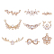 Sparkeads 18Pcs 9 Style Brass Micro Pave Clear Cubic Zirconia Links Connectors, Long-Lasting Plated, Infinity & Heart & Flower & Round & Moon & Wing & Deer Horn, Light Gold, 2pcs/style