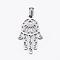 Tarnish Resistant 304 Stainless Steel Pendants, Hamsa Hand/Hand of Fatima/Hand of Miriam, Stainless Steel Color, 29x18x1.5mm, Hole: 5x3mm