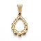 304 Stainless Steel Open Pendants, Beaded Teardrop, Golden, 22.5x16x4mm, Hole: 5x7mm