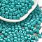 Baking Paint Pearlized Glass Seed Beads, Round Hole, Cylinder, Dark Turquoise, 4.5x3.5mm, Hole: 1.2mm, about 5625pcs/pound