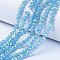 Electroplate Glass Beads Strands, Imitation Jade Beads, Pearl Luster Plated, Faceted, Rondelle, Light Sky Blue, 2.3~2.7x1mm, Hole: 0.4mm, about 150~155pcs/strand, 12.60~12.99 inch(32~33cm)