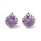 Rack Plating Brass Micro Pave Cubic Zirconia Split Earrings, Long-lasting Plated, Carat Round Shape, Platinum, Lilac, 9mm