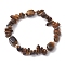 Natural Tiger Eye Chip & Cuboid Beaded Stretch Bracelets for Women, Inner Diameter: 2-1/8 inch(5.3cm)