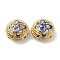 Rack Plating Brass Enamel Beads, Long-Lasting Plated, Cadmium Free & Lead Free, Real 18K Gold Plated, Flat Round, Royal Blue, 16x10mm, Hole: 1.6mm