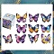 50Pcs PVC Waterproof Butterfly Decorative Sticker Rolls, Self Adhesive Butterfly Decals for DIY Scrapbooking, Orchid, 35x35mm