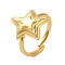 Star Brass Adjustable Rings for Women, Real 18K Gold Plated, 18.5x15mm