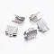 Tarnish Resistant 304 Stainless Steel Ribbon Crimp Ends, Rectangle, Stainless Steel Color, 9x10.5mm, Hole: 1.5x4mm