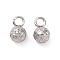 Non-Tarnish 304 Stainless Steel Charms, Round, Stainless Steel Color, 7x4mm, Hole: 1.6mm