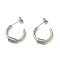 Non-Tarnish 304 Stainless Steel Wire Wrapped Half Hoop Earrings for Women, Stainless Steel Color, 18x19x4mm, Pin: 0.7mm