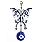 Glass Evil Eye Pendant Decorations, Alloy Butterfly Link for Home Bedroom Hanging Decorations, Flat Round, 230mm