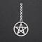 Non-Tarnish 201 Stainless Steel Pendants, Laser Cut, Ring with Star, Stainless Steel Color, 48x20.5x1mm, Hole: 0.8mm