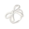 Bowknot Brass Open Cuff Ring for Women, Real Platinum Plated, Bowknot: 20x22.5mm, Adjustable