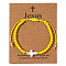 Adjustable Sea Shell Cross & Faceted Rondelle Glass Braided Bead Bracelets for Women, Yellow, 11 inch(28cm)