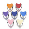 UV Plating Acrylic European Beads, with Enamel, Large Hole Beads, Heart, Platinum, 11.5x11.5x8.5mm, Hole: 4.5mm