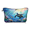 Polyester Cosmetic Bags, Ladies' Large Capacity Travel Storage Bags, Rectangle, Blue, Turtle, 180~210x135mm