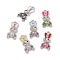 Alloy Enamel Pendants, Rabbit Charm, Platinum, Mixed Color, 20x10x3.5mm, Hole: 2mm