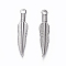 Tarnish Resistant 304 Stainless Steel Pendants, Feather, Stainless Steel Color, 27~29x6x2.5mm, Hole: 1.6mm