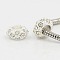 Alloy Rhinestone European Beads, Large Hole Beads, Rondelle, Silver Color Plated, Crystal, 11x6mm, Hole: 5mm