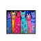 DIY Rectangle Cat Theme Diamond Painting Kits, Including Canvas, Resin Rhinestones, Diamond Sticky Pen, Tray Plate and Glue Clay, Mixed Color, 300x400mm