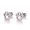 Tarnish Resistant 304 Stainless Steel Stud Earrings, Hypoallergenic Earrings, with Ear Nuts/Earring Back, Footprint, Stainless Steel Color, 7.5x8mm, Pin: 0.7mm, 12pairs/card