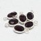 Oval Faceted Silver Tone Brass Glass Charms, Purple, 12x7x3.5mm, Hole: 1mm