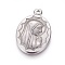 Non-Tarnish 304 Stainless Steel Pendants, Oval with Virgin Mary, Stainless Steel Color, 40x26x4mm, Hole: 2mm