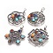 Natural & Synthetic Gemstone Pendants, with Alloy Findings, Mixed Shapes, Chakra, Antique Silver, 36~38x30~32.5x5mm, Hole: 5x8mm